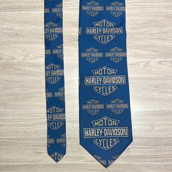 Vintage 1996 Harley-Davidson Classic Logo Blue Tie - Picture 9 of 16